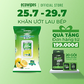 Mua Khăn giấy ướt lau bếp Ecowipes khổ lớn 30x20 cm Kitchen Wipes gói 42 tờ loại bỏ dầu mỡ và vết bẩn nhanh chóng