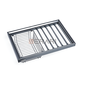 Phụ kiện của tủ áo (Giá vắt quần âu ray giảm chấn tích hợp giỏ đựng đồ gấp đa năng mã GW002.800B thương hiệu Gerari)