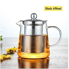 Bình pha trà, Ấm pha trà thủy tinh chịu nhiệt, Bình trà thủy tinh chịu nhiệt BT-05, có Lõi lọc trà và Nắp bằng Inox
