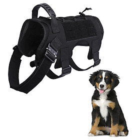 Dog Vest Harness, Outdoor Training Service Dog Vest Adjustable  Working Dog Vest with Molle System and Rubber Handle