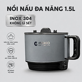 Nồi Lẩu Điện Mini 1.5L Mishio MK392 600W lòng nồi inox 304 không gỉ sét - hàng chính hãng