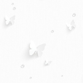 Giấy dán tường Hàn Quốc nền trắng hình cánh bướm 3d