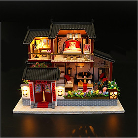 Mô hình nhà DIY Doll House Auspicious Sign Loft Kèm Mica Chống bụi và Bộ