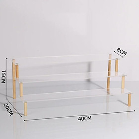 Mua Kệ Mica chân gỗ trưng bày mô hình sản phẩm  nước hoa  bánh - 3 Tầng 40x8cm (DxR)