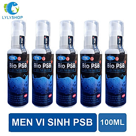 5 Chai Men Vi Sinh PSB 100ML hồ cá thế hệ mới: trong nước, bổ sung VITAMIN, ổn định PH cho bể cá cảnh, hồ cá cảnh