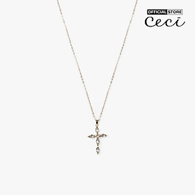 CECI - Dây chuyền nữ sợi mảnh phối mặt hình thánh giá đính đá thời trang CC4-01000193