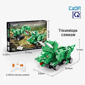 Đồ chơi lắp ráp điều khiển Robot khủng long , đồ chơi xếp hình khủng long cho bé có sừng - CADA C59002W (điều khiển pin ngoài)