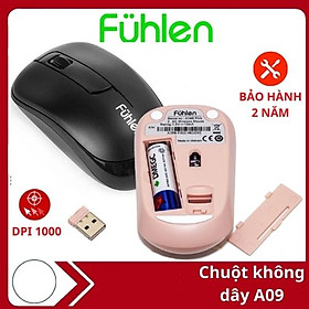Mua Chuột không dây Wired mouse Fuhlen A09 màu Đen/ Hồng tặng kèm pin- Hàng chính hãng