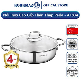 Mua Nồi inox 18/10 thân thấp Korkmaz Perla 3.6 lít - 26x7 cm