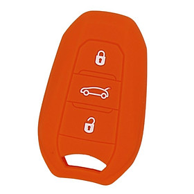 Silicone Car Key Case Cover Fit for AUDI Smart 3 Buttons Remote Key Fob Protective Case Shell Orange