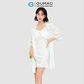 Áo khoác ngủ nữ GUMAC nhiều màu dáng dài buộc eo chất liệu lụa AC10059