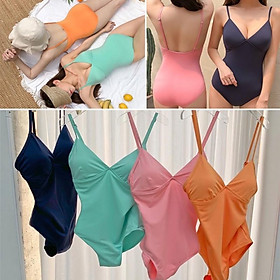 Monokini bikini đồ bơi liền mảnh nữ cúp ngực tam giác đơn giản nhiều màu