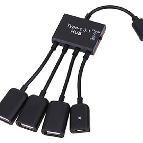 Cable OTG HUB Type C 3 đầu USB