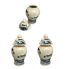 Mua Bộ 3 Hũ sứ đựng muối gạo thờ cúng họa tiết hoa sen - dồ thờ - AN13189