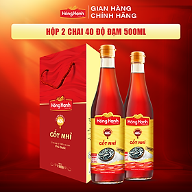 Hộp 2 chai nước mắm truyền thống Phú Quốc Hồng Hạnh Cốt Nhỉ 40 độ đạm - Chấm sống tuyệt ngon