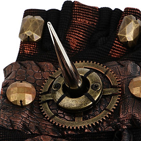 Vintage Gothic Steampunk Gear Leather Glove Fingerless Costume