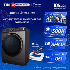 Mua  Free Giao lắp  Máy giặt cửa trước Electrolux 10kg UltimateCare 700 - EWF1042R7SB - Loại bỏ đến 49 loại vết bẩn  không cặn giặt tẩy  giặt hơi nước diệt 99.9% vi khuẩn  kết nối Wifi  Hàng chính hãng 