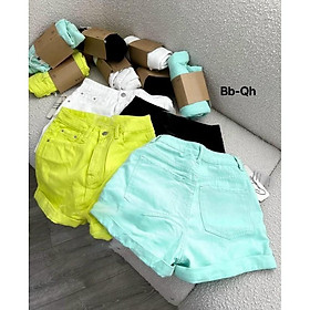 Quần đùi lưng cao cho bé gái phối đồ đi chơi sành điệu size 10-40kg chất jeans co giãn mềm mại