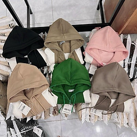 Áo khoác chống nắng nữ lửng nỉ dệt xk dày túi khoá phối màu có nón nhiều màu lựa chọn siêu hot-A2171 - kem