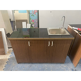 Mua Tủ Bếp Nhựa Đài Loan Cao 81cm Ngang 1m25 Bồn Đơn Màu Óc Chó TB035