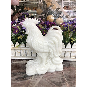 Mua Tượng con gà trống phong thủy đá cẩm thạch trắng trang trí bàn làm việc - Cao 20 cm