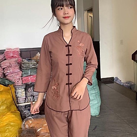 ĐỒ LAM ĐI CHÙA Sẩm Tàu Viền Vải Kate Mịn