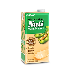 Combo 2 Hộp Sữa đậu nành Nuti Nguyên Chất Hộp 1 Lít CB2.NSDN03TIB NUTIFOOD