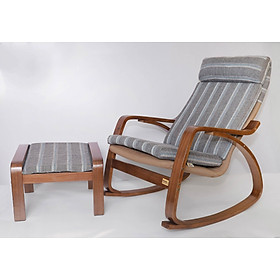 Mua Bộ ghế thư giãn Poang- bộ ghế bập bênh đệm lò xo 2 lớp  khung plywood óc chó