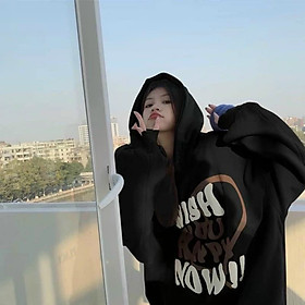 Áo Hoodie Nỉ Lót Bông Dây Kéo in chữ WISH NOW form rộng ullzang Unisex-chống nắng tốt-mùa đông