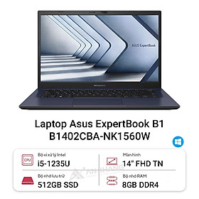 Mua Laptop Asus ExpertBook B1 B1402CBA-NK1560W (Intel Core i5-1235U | 8GB DDR4 | 512GB | Intel UHD Graphics | 14 inch FHD | Windows 11 Home | Đen) - Hàng Chính Hãng - Bảo Hành 24 Tháng