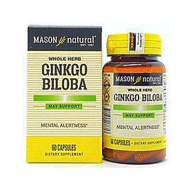 Viên Uống Mason Natural Ginkgo Biloba Hỗ Trợ Chức Năng Bộ Não, Hệ Thần Kinh 60 Viên 