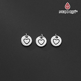 Charm bạc treo hình tròn họa tiết trái tim - Ngọc Quý Gemstones