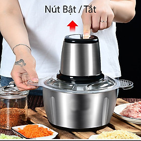 Máy Xay Thịt Đa Năng Cối Inox 304 4 Lưỡi Đa Năng, Công suất 250W- Xay thịt, xay tỏi ới, xay rau củ quả