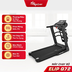 Máy Chạy Bộ ELIP Q72 Đa Năng, Gấp Gọn, Giảm Xóc Êm Ái, Có Thanh Gập Bụng, Đai Massage