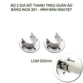 Bộ 2 giá đỡ thanh treo quần áo trong tủ bằng inox 201 không gỉ