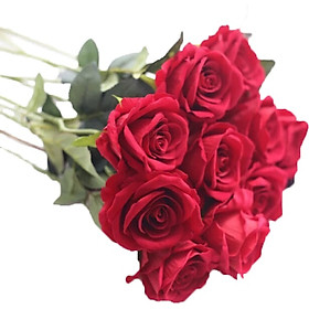 Mua Hoa hồng nhung giả – Dài 60 cm – Màu đỏ tươi – Cành 1 bông siêu đẹp giống thật 99% – Cây giả  hoa lụa trang trí decor – Hàng cao cấp loại 1
