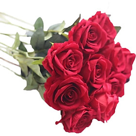 Hoa giả - Cành hồng ngoại phủ nhung 30cm màu sắc vintage