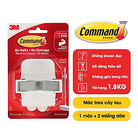 Móc dán tường treo chổi, cây lau nhà Command 3M chịu lực 1.8kg - Dễ sử dụng, độ bền cao, bám cực chắc, tháo cực dễ 17007 - 1 vỉ