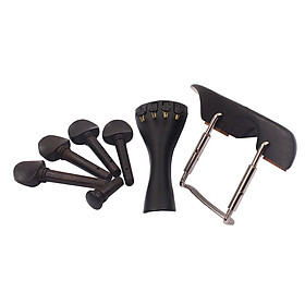 Violin Chin Rest+Pegs+Tailpiece+Endpin+Tail Gut+Clamp for 4/4 Violin Black