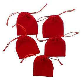 6x5 Pieces Velvet Drawstring Pouch Bag Wedding Favor Gift Bags Red 10 x 12cm