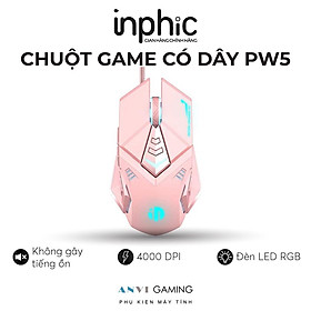 Mua Chuột gaming có dây Inphic PW5P màu hồng/đen Hỗ trợ điều chỉnh DPI 4 tốc độ - Hàng nhập khẩu