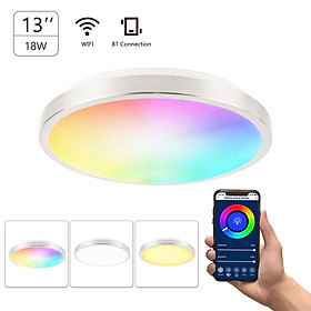 Smart Ceiling Light 13-inch 18W Flush Mount Wi-Fi Ceiling Lamp 2700K-6500K White & RGB Multicolored Dimmable Ceiling