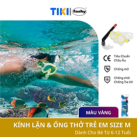 Kính lặn trẻ em kèm ống thở nhập khẩu từ Đức thương hiệu Fashy, đạt tiêu chuẩn chất lượng Châu Âu, thiết kế phù hợp lặn hồ, biển cho cả bé trai và bé gái từ 6-12 tuổi size M nhiều màu