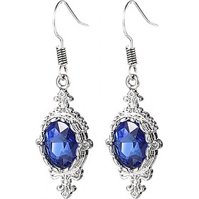 Bông tai nữ bản to cao cấp Panmila : Hoa văn cổ điển Pha kê xanh