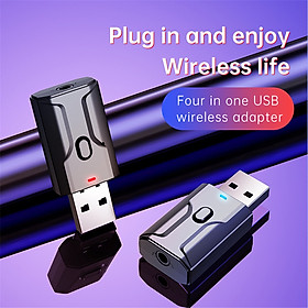 Hình ảnh Thiết Bị Thu Phát Âm Thanh Usb Bluetooth 5.0 Không Dây 4 Trong 1 Đa Chức Năng Jack Cắm 3.5mm Cho Loa, Âmly, Tivi, Máy Tính, Laptop, Xe Ô Tô, Kết Nối Điện Thoại Nghe Gọi Rảnh Tay - Hàng chính hãng