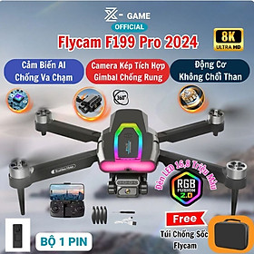 Flycam Mini F199 Pro Max Cảm Biến Tránh Vật Cản, Máy Bay Flycam 4k Camera Chống Rung 2 Trục, Bay Xa 1000m Động Cơ Không Chổi Than Siêu Bền Bỉ - Hàng Chính Hãng