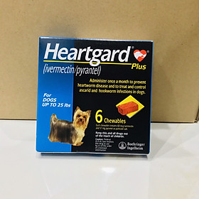 1 Hộp 6 Viên HEARTGARD Chó Dưới 11,5 kg Phòng Giun Tim Kiểm Soát Giun Đũa