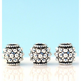 Combo 4 cái charm bạc hình trụ tròn - Ngọc Qúy Gemstones