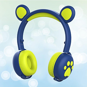 Kids Wireless Headphones RGB 3 Color LED Foldable Headset Light Blue