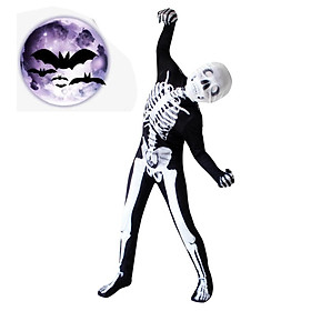 Halloween Kids Skeleton Costume Skeleton Jumpsuit for Cosplay Skull Scary Cosplay Creepy Halloween Bone Bodysuit for Halloween Party Cosplay